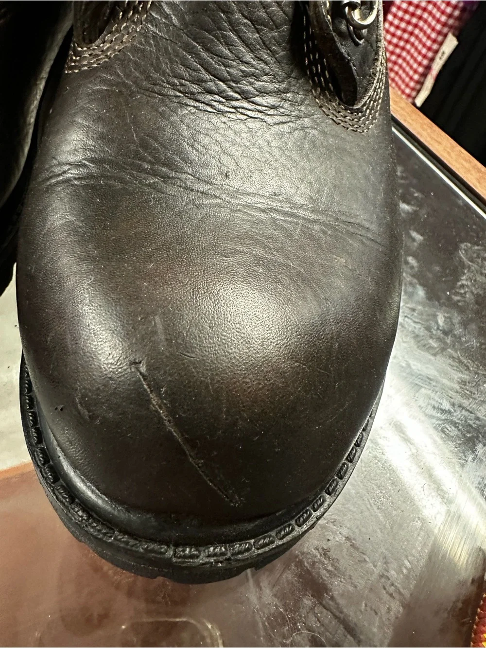 Timberland Black Leather Work Boots 40 below with Yellow-Brown Laces